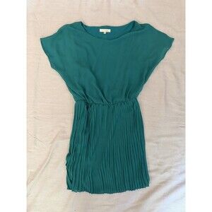 Lush Women’s Small Teal Green Pleated Mini Dress Cap Sleeve Lined